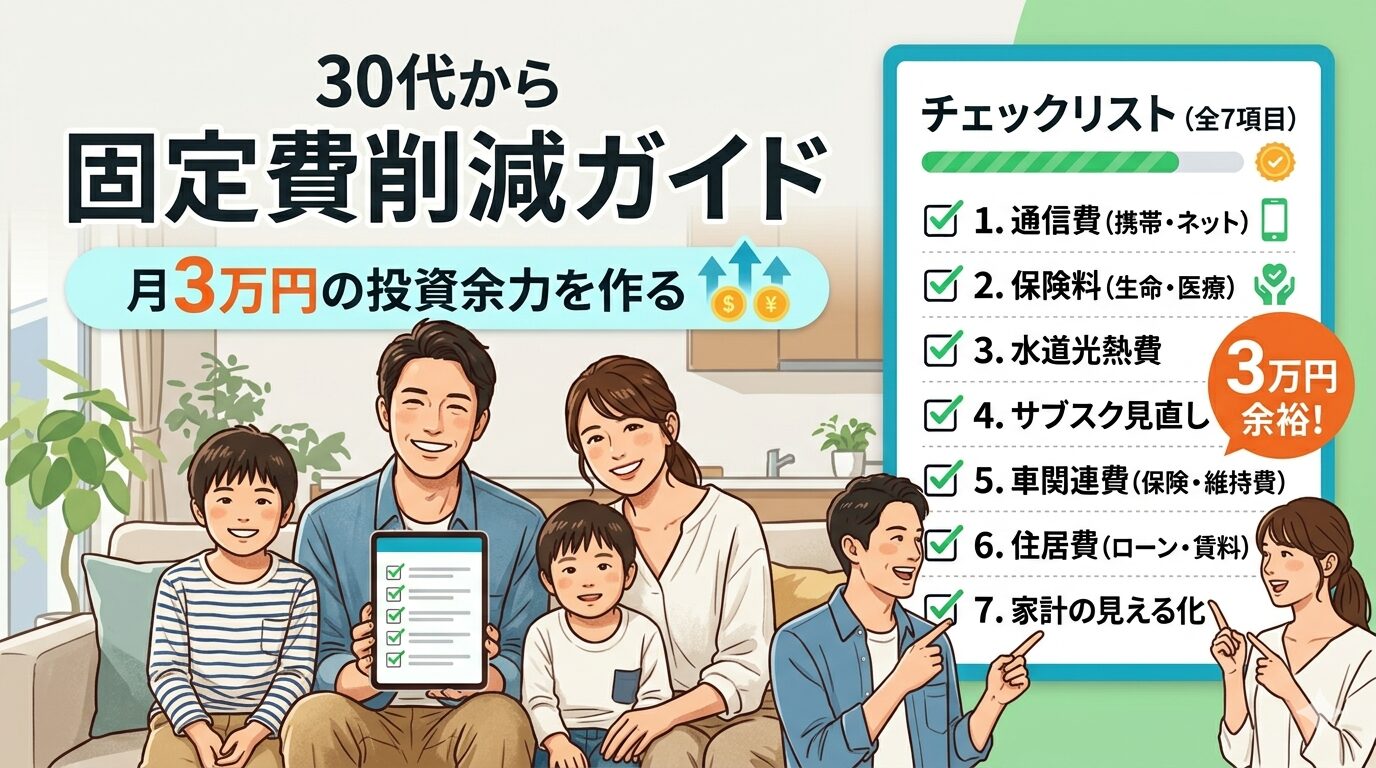 30代からの固定費削減ガイド 月3万円の投資余力を作るチェックリスト