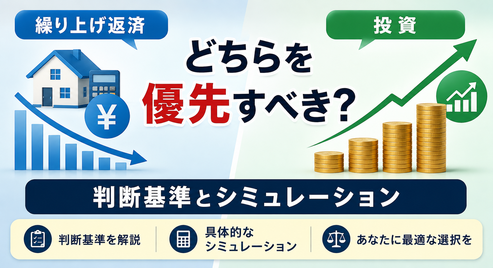 繰り上げ返済と投資、どちらを優先すべき？判断基準とシミュレーション【2026年版】